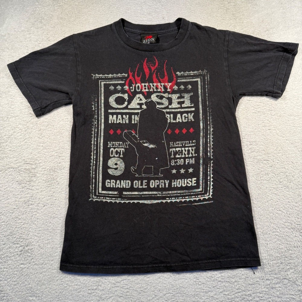 Y2K Zion Rootswear Johnny Cash Man In Black Grand Ole‎ Opry Tee 2007 Made in USA